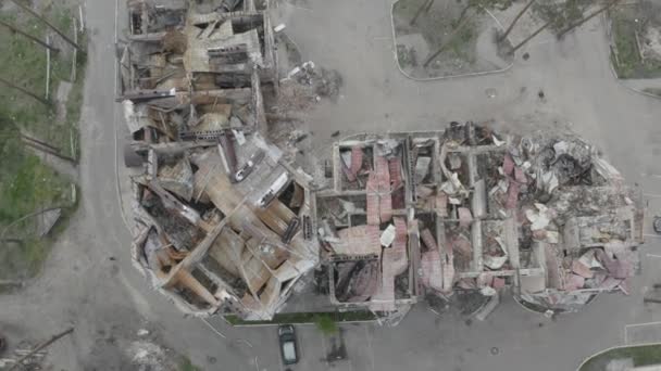 Destruction Air Strike Residential Buildings Civilians War Ukraine Destroyed Houses — Vídeo de Stock