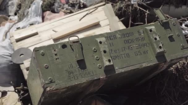 Ukraine Irpin 2022 Utilisez Boîte Munitions Guerre Ukraine Ville Irpin — Video