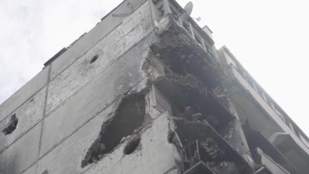 Bombed Out Apartment Building Airstrike War Ukraine Mariupol — Video Stock