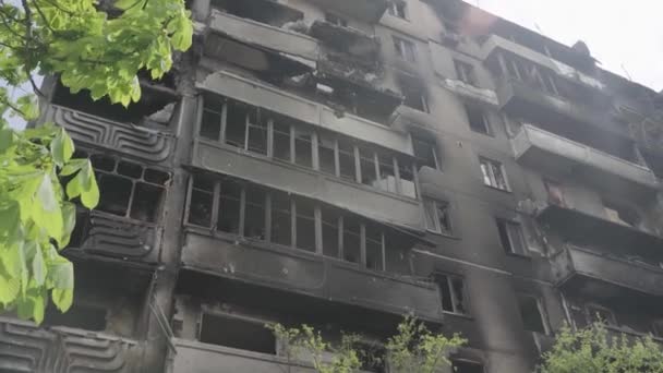 Bombed Out Apartment Building Airstrike War Ukraine Mariupol — Video Stock