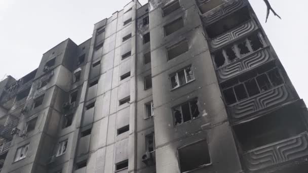 Bombed Out Apartment Building Airstrike War Ukraine Mariupol — Stok video