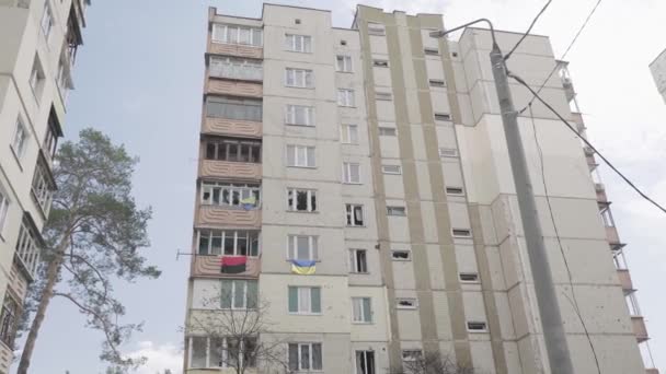 Bombed Out Apartment Building Airstrike War Ukraine Mariupol — стокове відео