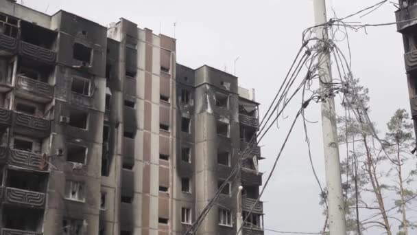Bombed Out Apartment Building Airstrike War Ukraine Mariupol — Vídeos de Stock