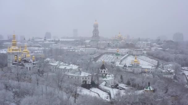 National Kyiv Pechersk Historical Cultural Preserve Aereo Ucraina Kiev Inverno — Video Stock