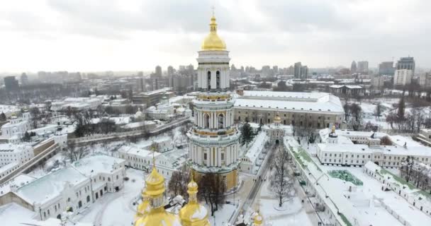 National Kyiv Pechersk Historical Cultural Preserve Aerial Ukraine Kyiv Winter — Video Stock