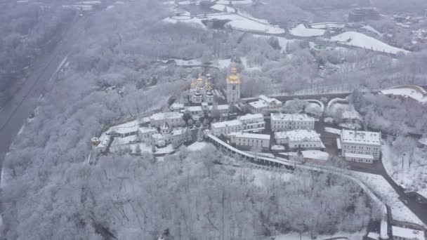 National Kyiv Pechersk Historical Cultural Preserve Aerial Ukraine Kyiv Winter — Vídeo de stock