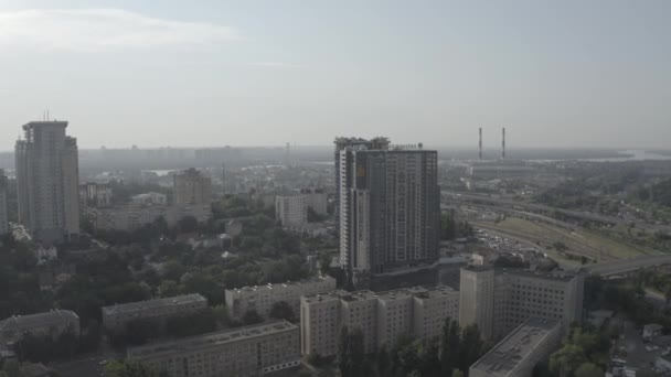 Modern Residential Area Center Kyiv Skyscrapers Ukraine Summer Morning Aerial — Video Stock