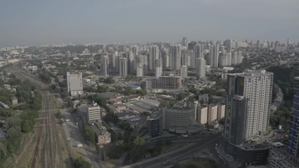 Uma Moderna Área Residencial Centro Kiev Arranha Céus Ucrânia Manhã — Vídeo de Stock