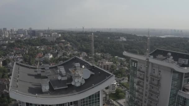 Modern Residential Area Center Kyiv Skyscrapers Ukraine Summer Morning Aerial — Video Stock