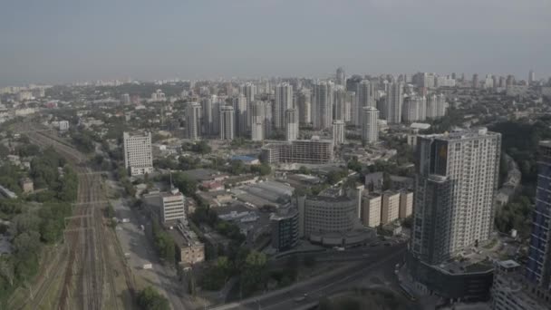 Uma Moderna Área Residencial Centro Kiev Arranha Céus Ucrânia Manhã — Vídeo de Stock
