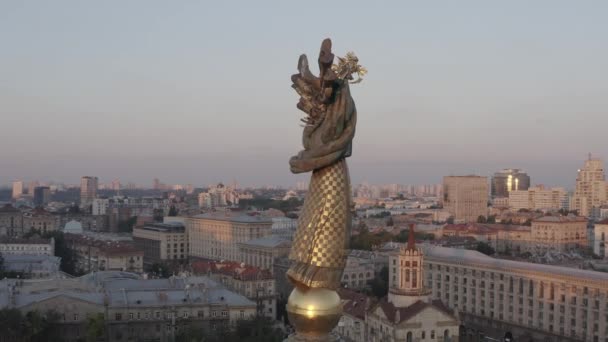 Estela Principal Praça Independência Símbolo Liberdade Ucrânia Centro Cidade Kiev — Vídeo de Stock