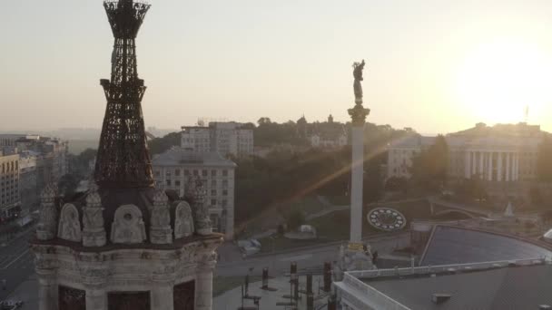 Main Stele Independence Square Symbol Freedom Ukraine City Center Kyiv — Stockvideo