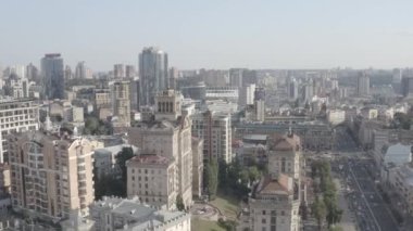 Kyiv şehir merkezinin genel planı. Ukrayna. Yaz. Havadan