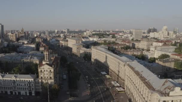 Hlavní Ulice Khreschatyk Centru Města Kyjev Ukrajina Evropa Provoz Chodci — Stock video