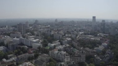 Kyiv şehir merkezinin genel planı. Ukrayna. Yaz. Havadan