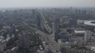 Kyiv şehir merkezinin genel planı. Ukrayna. Yaz. Havadan