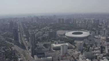 Aerial view on NSC Olimpiyskiy, the The Olympic National Sports Complex and the district around. Centre City. General plan of the city.