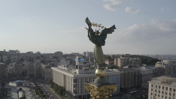 Main Stele Independence Square Symbol Freedom Ukraine City Center Kyiv — Stockvideo