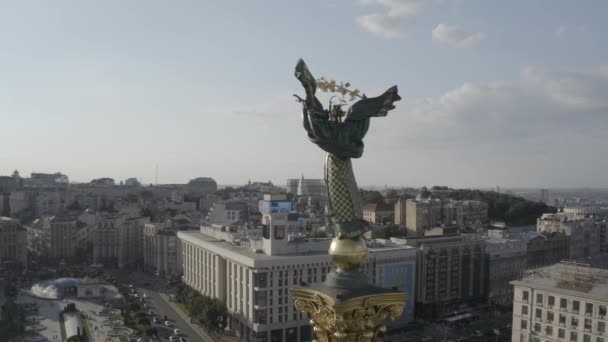 Główna Stela Placu Niepodległości Symbol Wolno Ukrainy Centrum Miasta Kijów — Wideo stockowe