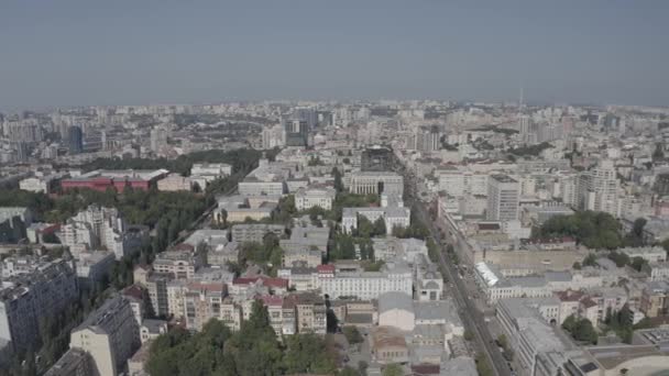 General Plan City Center Kyiv Ukraine Summer Aerial — Stock video