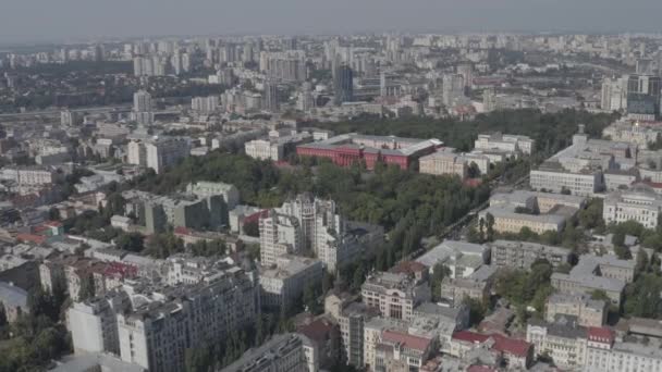 University Red Building Aerial Drone View Taras Shevchenko National University — Stockvideo