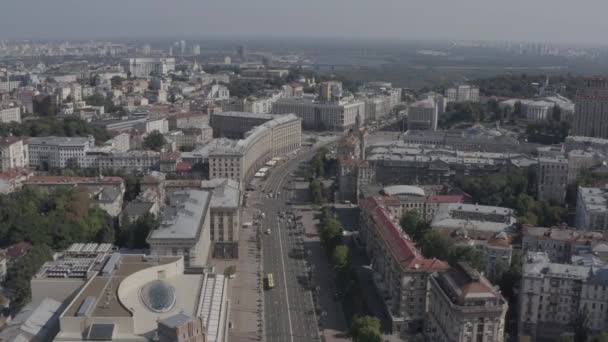 Die Hauptstrasse Khreschatyk Stadtzentrum Von Kiew Ukraine Europa Verkehr Und — Stockvideo