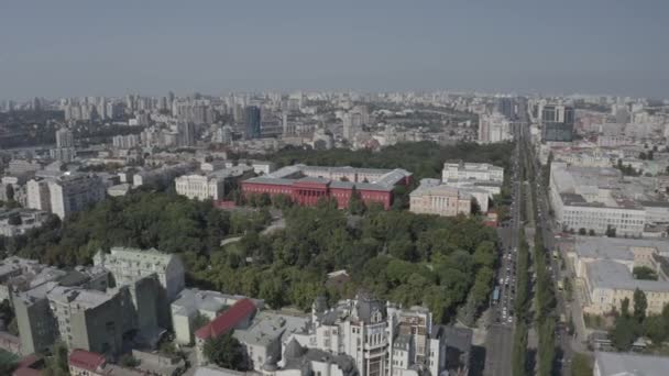 University Red Building Aerial Drone View Taras Shevchenko National University — Video Stock