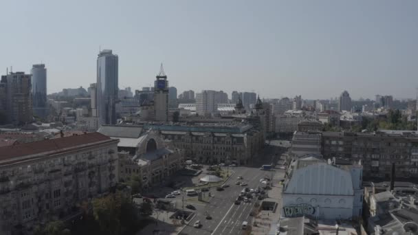 Calle Principal Khreschatyk Centro Ciudad Kiev Ucrania Europa Tráfico Peatones — Vídeo de stock