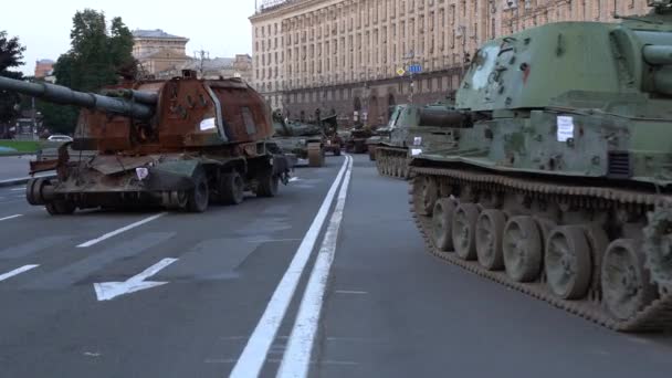 Kyiv Ukraine Aug 2022 Destroyed Military Equipment Russian Army War — Stock Video