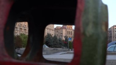 KYIV, UKRAINE - Aug 24, 2022: Destroyed military equipment of the Russian army. War in Ukraine. Exhibition of enemy equipment on the main street Khreshchatyk on the Independence Day.