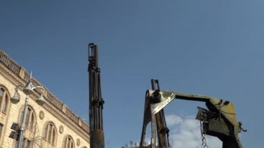 Kyiv, Ukraine - August 24, 2022: Parade on Khreshchatyk in honor of the Independence Day of Ukraine. Destroyed equipment of the Russian army. Exhibition of burnt occupant equipment. War in Ukraine.