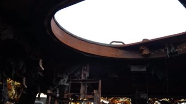 Kyiv, Ukraine - August 24, 2022: Parade on Khreshchatyk in honor of the Independence Day of Ukraine. Destroyed equipment of the Russian army. Exhibition of burnt occupant equipment. War in Ukraine.