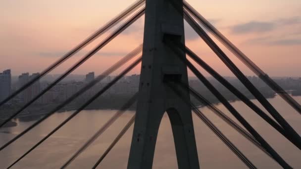 Hava Aracı Görüntüsü Kuzey Veya Moskova Köprüsü Kiev Gösteriyor Dinyeper — Stok video