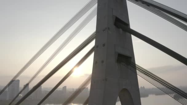 Flygdrönare Utsikt Över Norra Eller Moskva Bridge Kiev Ukraina Över — Stockvideo
