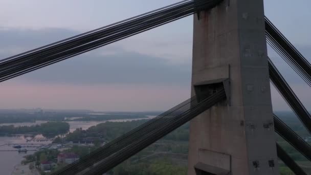 Вид Воздуха Северный Московский Мост Киев Украина Над Днепром Вид — стоковое видео