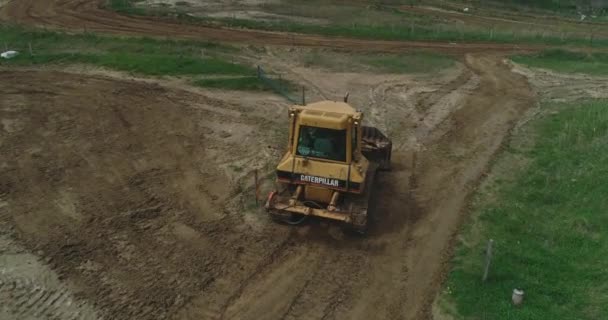 Ukraina Bucha 2021 Excavator Menyiapkan Lintasan Untuk Motorcross Extreme Motocross — Stok Video