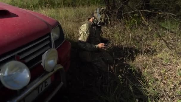 Escuteiros Ucranianos Estão Procura Posições Inimigo Com Ajuda Drone Guerra — Vídeo de Stock