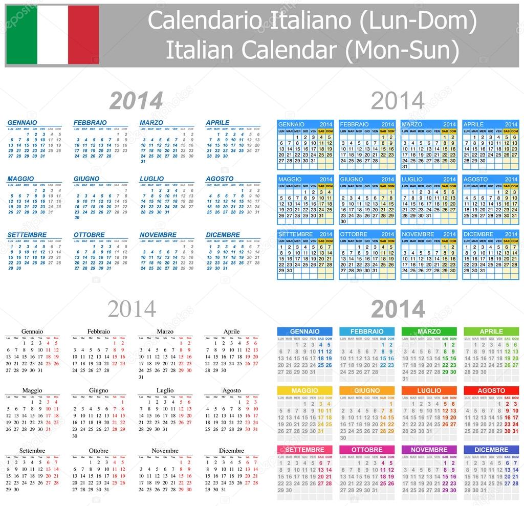 2014 Italian Mix Calendar Mon-Sun