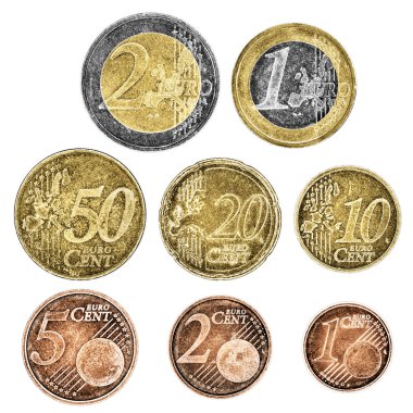 bir dizi de yıpranmış euro coins