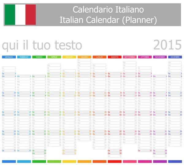 2015 italské kalendář planner-2 s vertikální měsíců — Stockový vektor