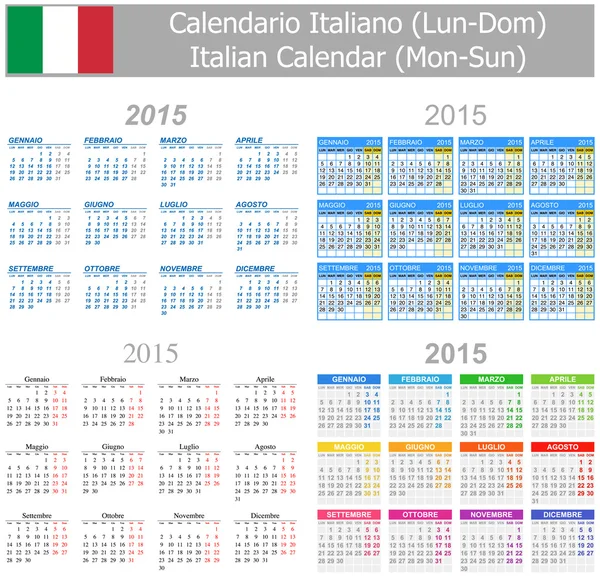 Calendario Mix Italiano 2015 Lun-Dom — Vettoriale Stock