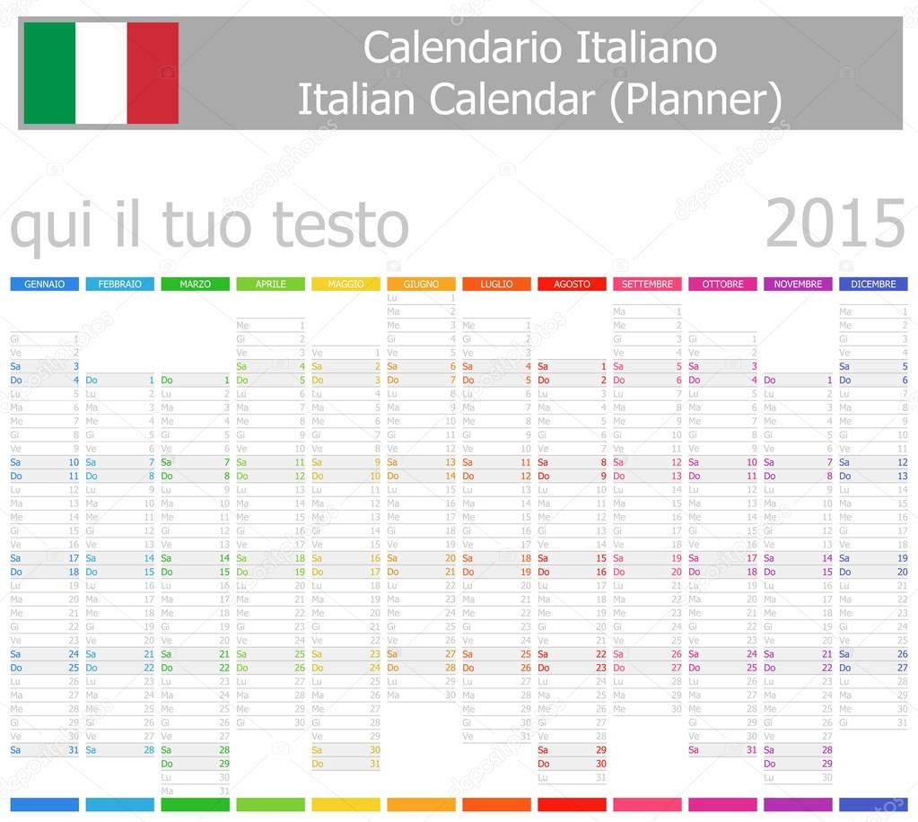 2015 italian planner 2 calendar with vertical months stock vector vertical calendar 2015