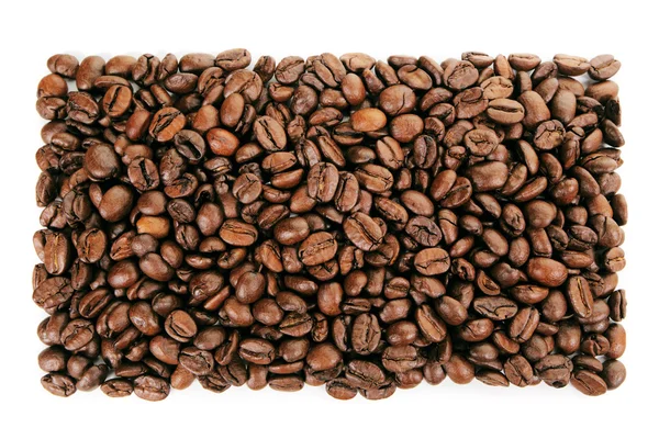 En rektangulär form som skapats med kaffebönor — Stockfoto