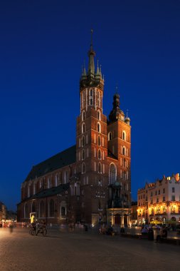 A night view of the Market Square in Krakow, Poland clipart