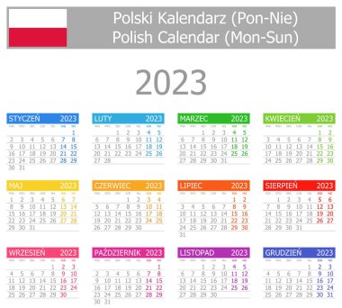 2023 Polish Type-1 Calendar Mon-Sun on white background