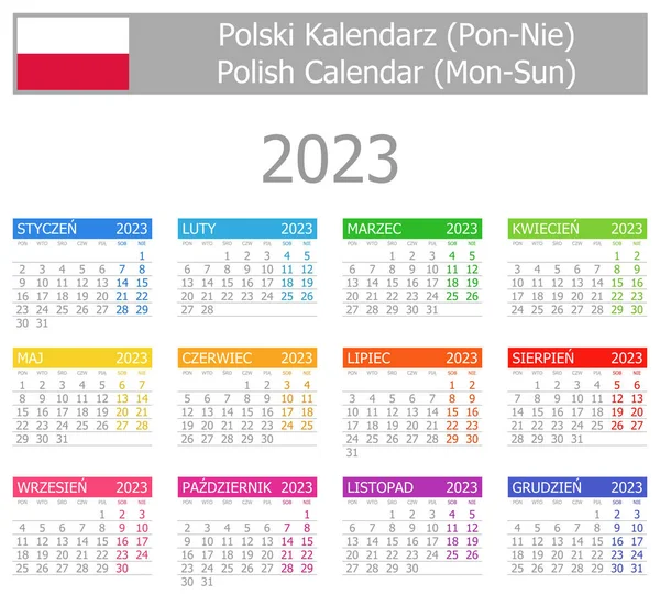 2023 Polish Type-1 Calendar Mon-Sun on white background