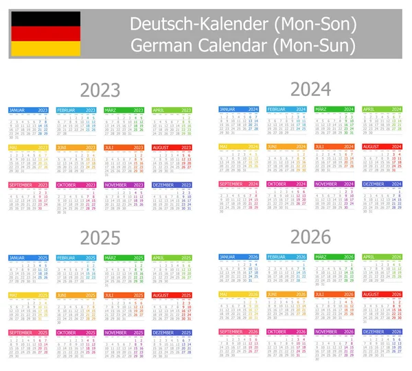 2023-2026 German Type-1 Calendar Mon-Sun on white background