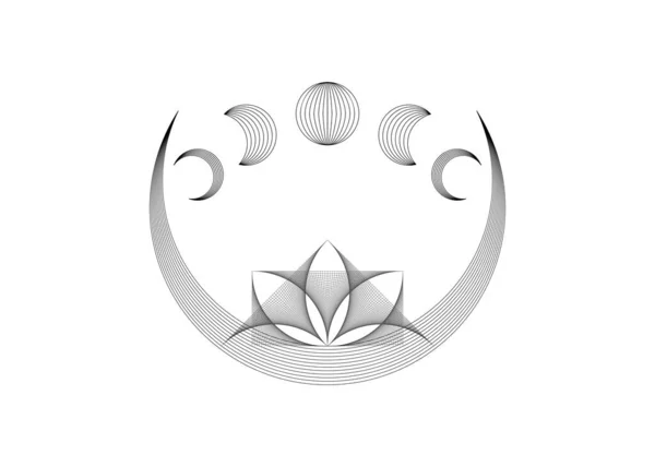 Лунный Полумесяц Лотоса Мифический Цветок Лотоса Лунные Фантомы Сакральная Геометрия — стоковый вектор