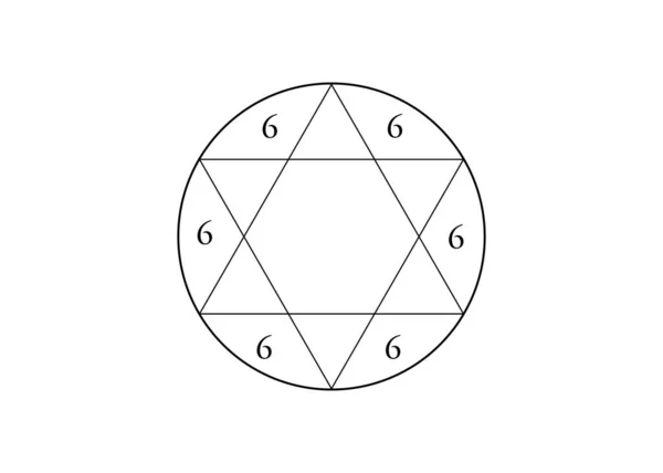 Каббалистическая Тетраграмма Звезда Соломона Числом Дьявола Гексаграмма Знак Использовали Масоны — стоковый вектор