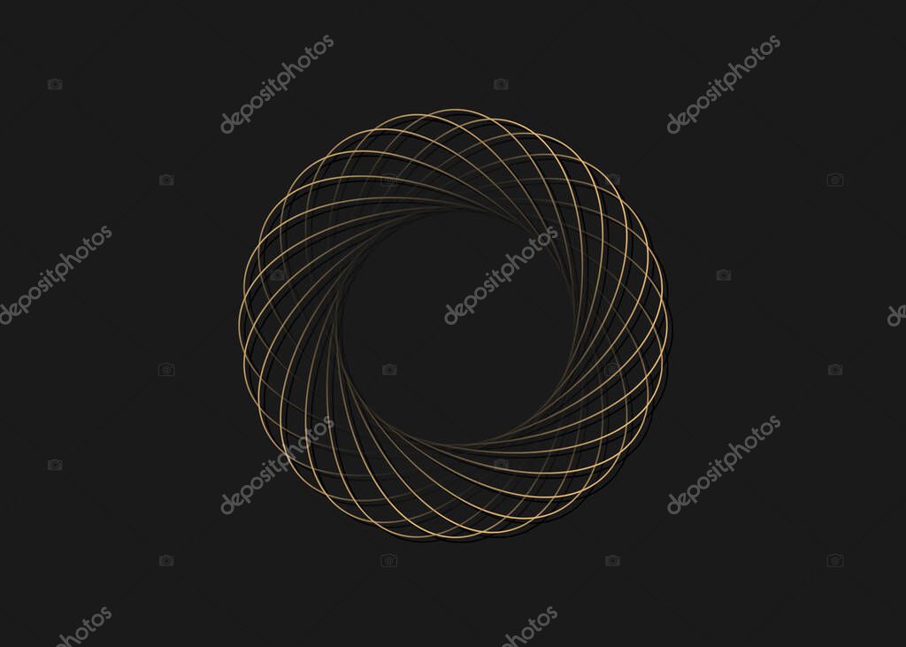 Composition of retrofuturistic ellipses. Digital cyber retro design element. Circles round sign. Circular geometry for poster, cover, retrowave style. Vector illustration isolated on black background